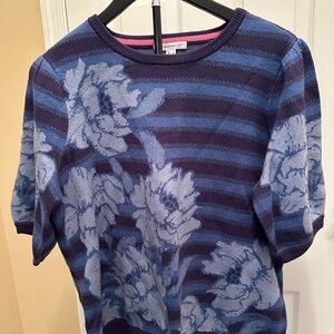 Isaac Mizrahi Live! Short Sleeve Floral Motif Sweater - Size Large